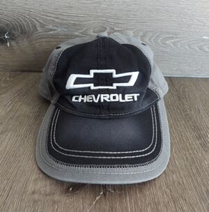 Chevrolet GM Trucker Hat Black Gray Embroidered Logo Strapback Adjustable